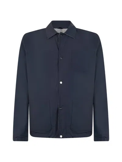 Herno Button-up Collared Jacket In Blue