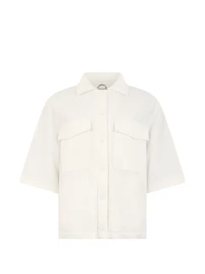 Herno Boxy Three-quarter Sleeve Buttoned Jacket In White