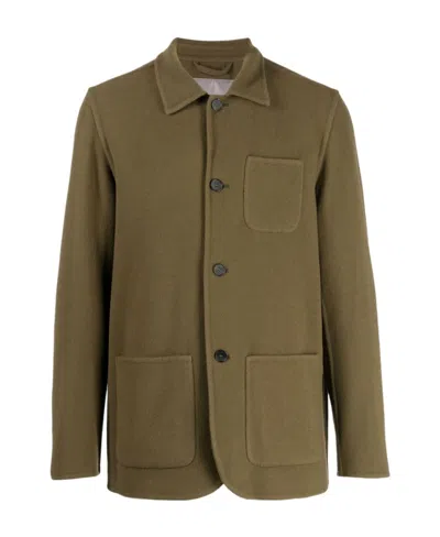 Herno Button-up Virgin Wool Blend Cardigan In Brown