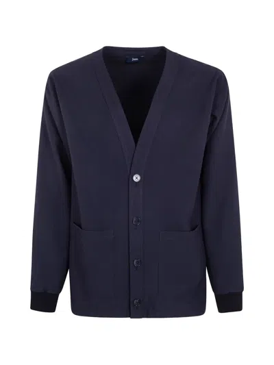 Herno Button-up V-neck Cardigan In Blue