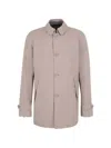 Herno Button-up Waterproof Coat In Neutral