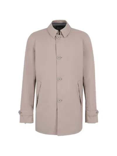 Herno Button-up Waterproof Coat In Neutral