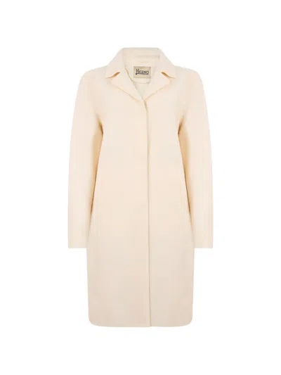 Herno Button-up Wool Coat In Neutral