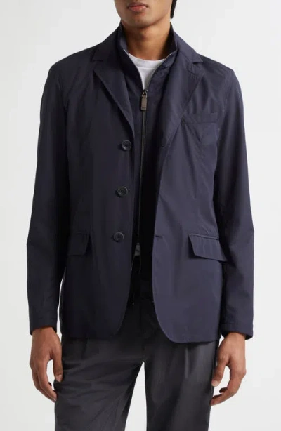Herno Byron Blazer With Removable Bib In Blue