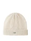 Herno Resort Beanie In Cable Knit Alpaca Wool In White