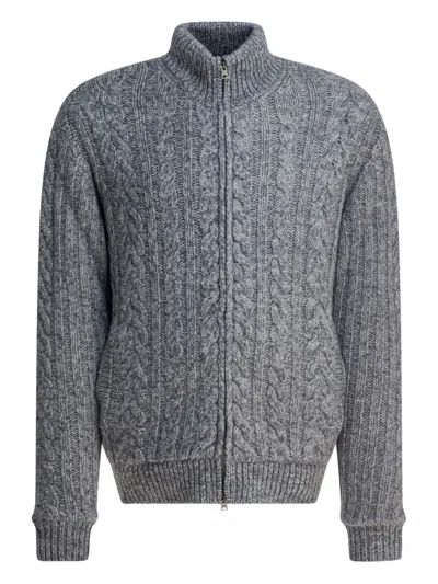 Herno Grey Single-breasted Wool Coat In Gray