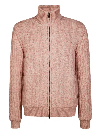 HERNO CABLE-KNIT ZIP-FASTENING CARDIGAN
