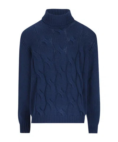 Herno Cable-knit Sweater In Blue
