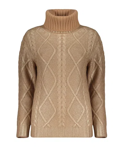 Herno Cable-knit Turtleneck Sweater In Brown
