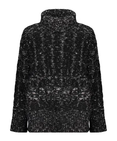 Herno Cable-knit Turtleneck Sweater In Black
