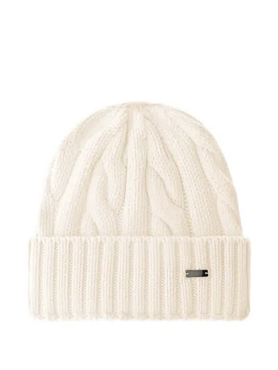 Herno Cable-knit Wool Beanie Hat In Neutrals
