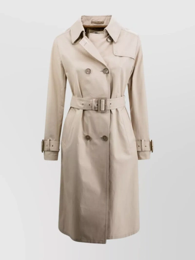 Herno Calf-length Trench Coat With Long Sleeves In Brown