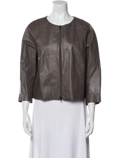 Pre-owned Herno Calfskin Evening Jacket In Brown