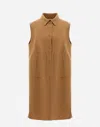 Herno Sleeveless Double-layered Wool Jacket In Camel