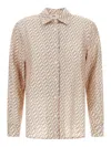 Herno Camel Mulberry Silk Shirt With Unique Hook Print In Neutral