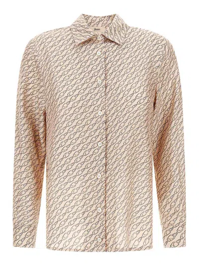HERNO CAMEL COLORED MULBERRY SILK SHIRT