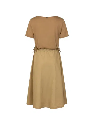 Herno Camel Cotton Dress In Brown