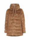 Herno Camel Lady Alternative Fur And Ultralight Nylon A-shape In Brown