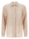 Herno Camel Mulberry Silk Shirt With Unique Hook Print In Nude