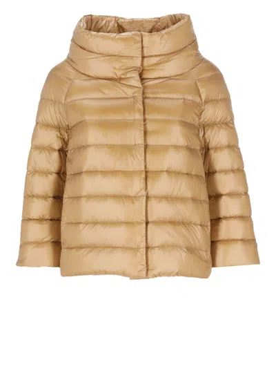 HERNO CAMEL NYLON DOWN JACKET
