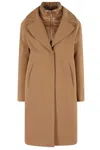 Herno Padded-collar Single-breasted Long Sleeved Coat In Brown