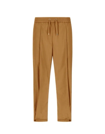 Herno Camel Wide-cut Trousers With Adjustable Ankle Features