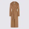Herno Long Hooded Coat With Belt And Pockets In Brown