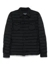 Herno Quilted Blue Coat With Button-up Front In Black