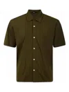 Herno Short-sleeved Cotton Shirt With Classic Collar In Green