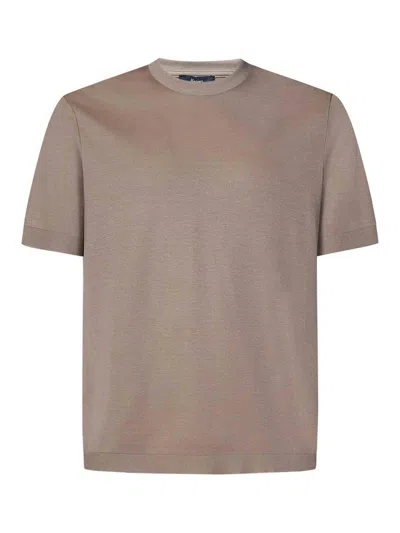 Herno Dove Gray T-shirt In Plain Weave Cotton Piqu In Grey