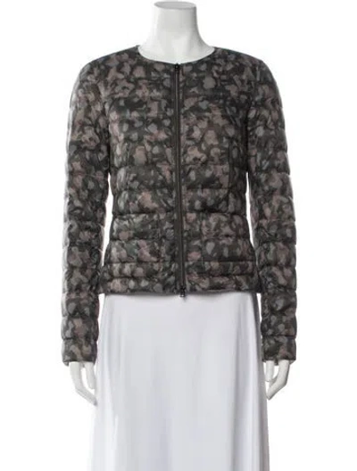 Pre-owned Herno Camouflage Print Down Jacket In Grey