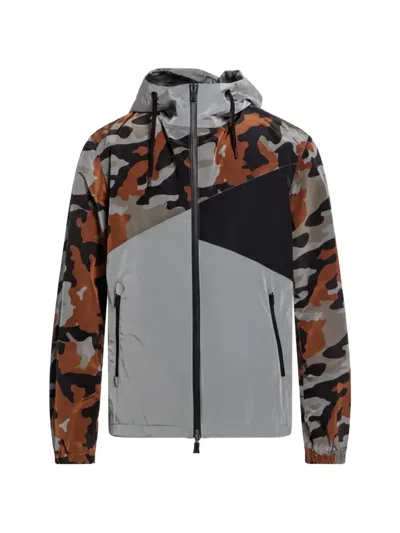 Herno Camouflage-print Hooded Jacket In Gray