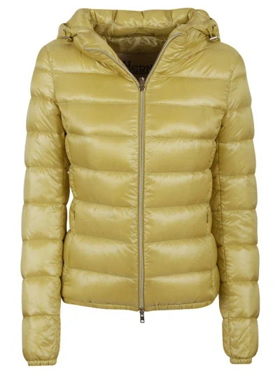 Herno Bicolor Polyamide Full-length Jacket In Gold