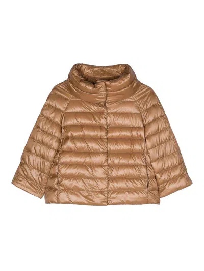 Herno Sofia Nylon Cape In Brown