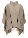 Herno Poncho In Summer Silk And Nylon Ultralight In Brown
