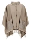 Herno Chantilly Silk And Ultralight Nylon Poncho In Beige