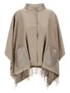 Herno Poncho In Summer Silk And Nylon Ultralight In Beige
