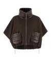Herno Resort Poncho In Wool And Cashemre With Ultralight Nylon Details In Brown