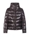 Herno Quilted High Collar Long Sleeve Jacket In Brown