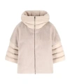 Herno Quilted-panel Faux-fur Jacket In Neutral