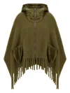 Herno Fringed Hooded Jacket In Green