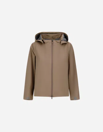 Herno Cape In 2 Layers Windstopper In Brown