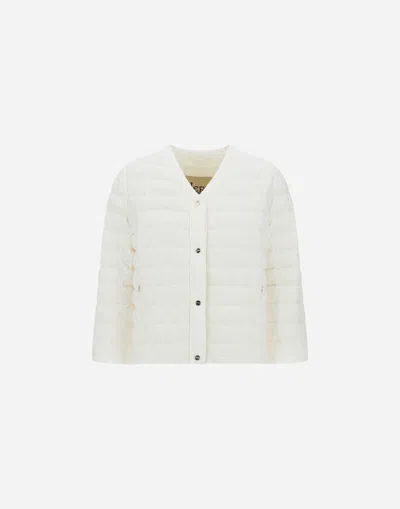 Herno Cape In 3d Tweed In White