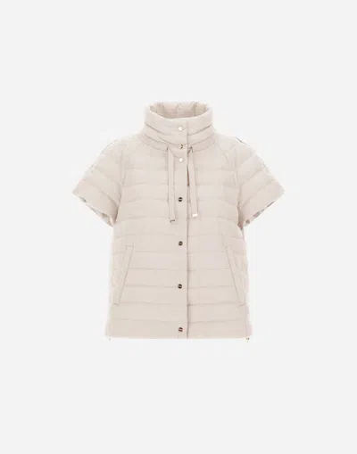 Herno Cape In Cashmere, Silk And Ecoage In Dove Grey