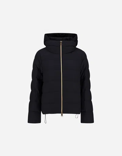 Herno Cape In Cashmere, Silk And Satin In Blue