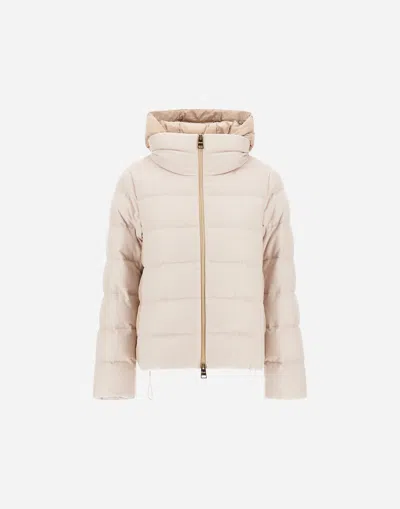 Herno Cape In Cashmere, Silk And Satin In Brown