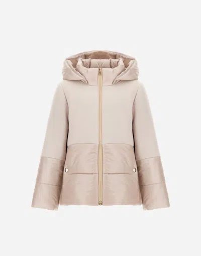 Herno Kids' Cape In Ecowool And Nylon Ultralight In Neutral