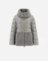 Herno Cape In Nylon Ultralight And Lady Alternative Fur In Gray