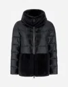 Herno Nylon Cape Ultralight And Lady Alternative Fur In Black