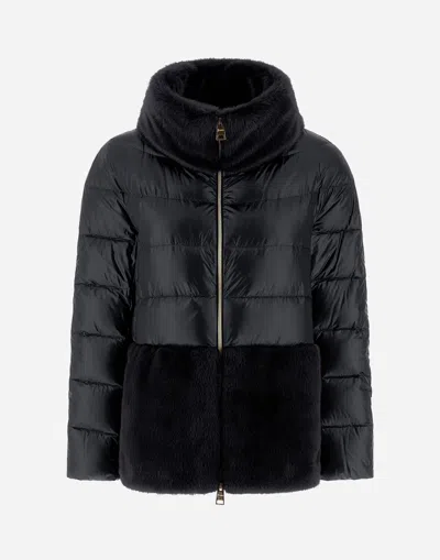HERNO CAPE IN NYLON ULTRALIGHT AND LADY ALTERNATIVE FUR
